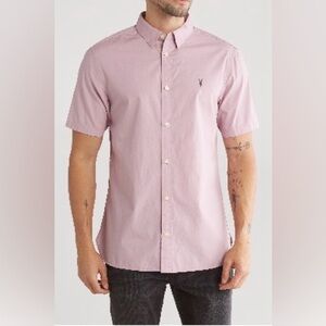AllSaints Men’s Faded Mauve Riviera Short Sleeve Button-Up Shirt